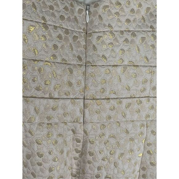 Cynthia Steffe Women's Diandra Metallic Dress Gold Cream Size 12 - Picture 4 of 9